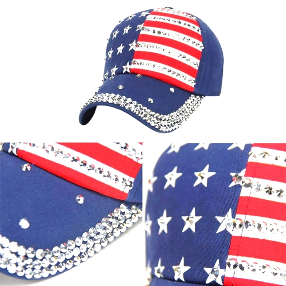USA Rhinestone Baseball Cap - Picture 5 of 14